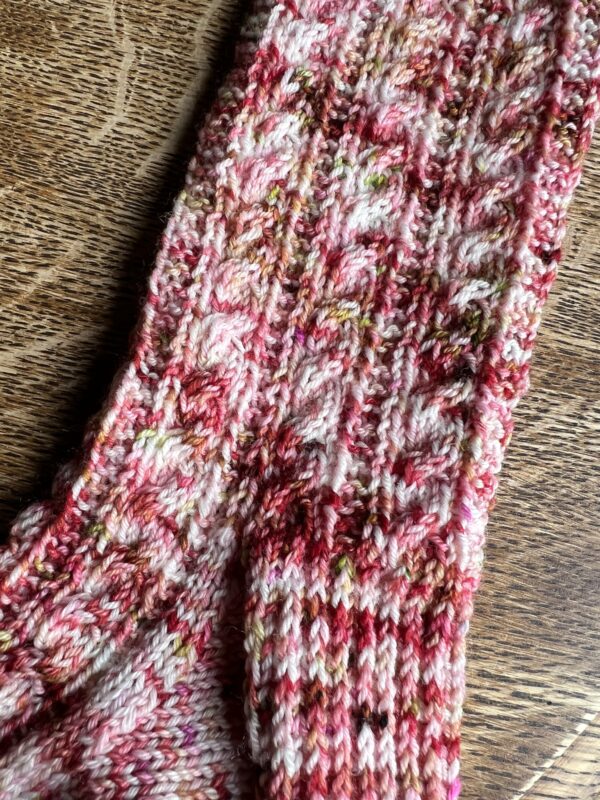 Hand-Knitted Pink Variegated Socks - Image 2