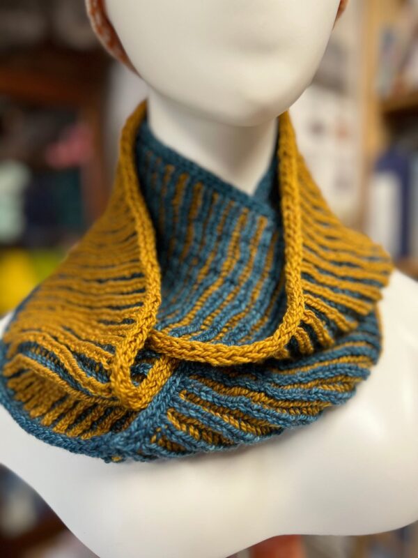 Handmade Two-Tone Reversible Knit Cowl - Image 3